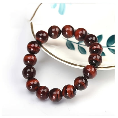 1 Pieces JXMYBA Premium Red Tigereye Beaded Bracelet，0.32 Inch - Elegant Glossy Surface，Suitable for Lovers and Fashion Lovers，Birthday、Halloween、Perfect Gift for Christmas