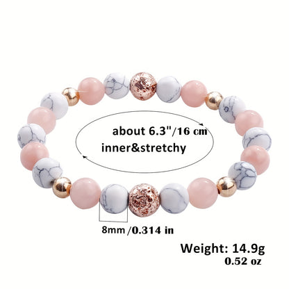 Rose Quartz Bangle Women's Gem Repair Crystal String Beads Chakras Bracelet Jewelry