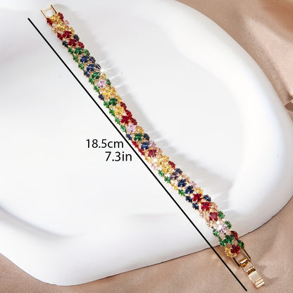 Women's Elegant Bohemian Style Colorful Geometric Zircon Bracelet Watch Buckle and Chain - Perfect for Everyday and Holiday Parties