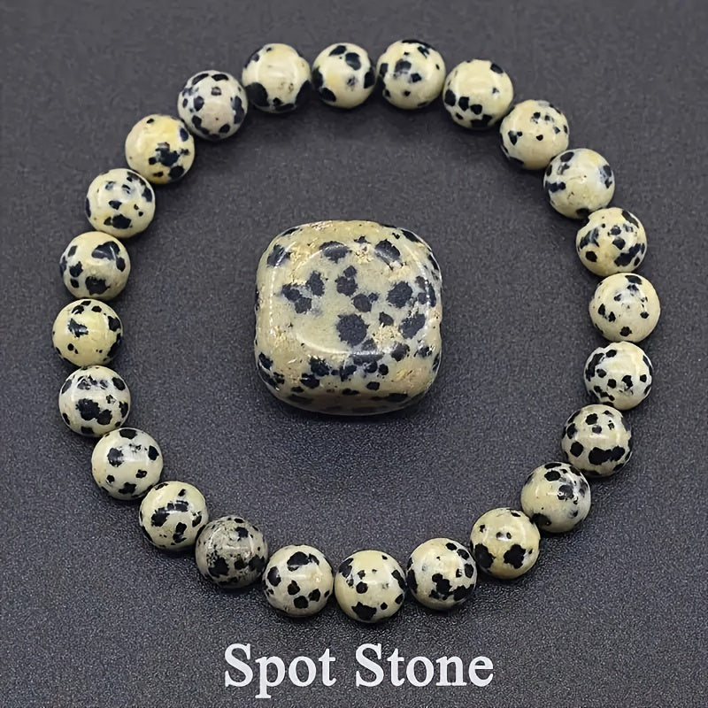 9Natural Stone Beads Stretch Bracelet Suit - 8mm Semi-Precious Stone Yoga Ornament，Simple Bohemian Style，Classic Autumn Accessories，Comfortable to Wear，Ideal Gift for Women，Suitable for Daily and Holiday Occasions