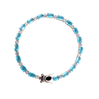 Elegant Aquamarine Crystal Bracelet，925 Sterling Silver with Natural Gemstone，Valentine's Day、Wedding、Romantic Gift for Graduation Ceremony - Including Boutique Gift Box、Advanced、Small Design、Ventilation、Confession Party