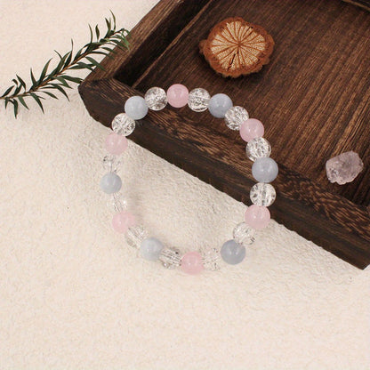 Elegant Aquamarine Crystal Bracelet for Women - Natural Stone，Bohemian Style Fashion Jewelry Gift，Suitable for Best Friends and Granddaughters，Suitable for Daily Wear and Holiday Celebration