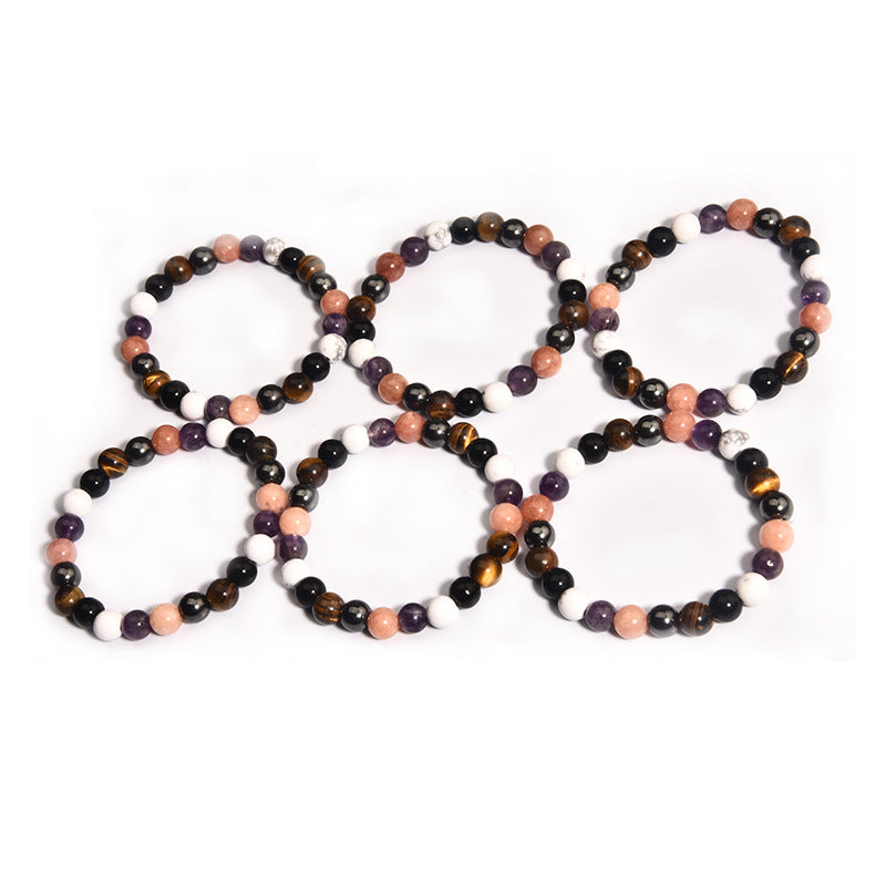 Fashionable and Exquisite Sports Style European and American Imitation Crystal Ladies' Bracelet Imitation Tigereye Imitation White Turquoise Men's Bracelet Imitation Strawberry Crystal Imitation Amethyst Jewelry Bracelet