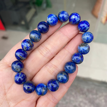 Fashion Style Lapis Lazuli Healing Beads - Natural Stone Elastic Jewelry，Provide Security、Resist Evil、Promote Spirituality and Emotional Relief，Suitable for Couples，Autumn and Winter Overlapping，Perfect Gift for Halloween and Christmas