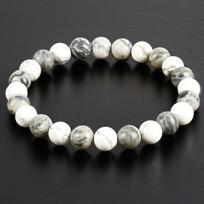 Confidence Bracelet：Adopt8Bracelet Made of MM Map Stone and White-Barked Pine，Perfect Fit11Moon's Birth Stone and Year-round Wear - Suitable for Teachers、Graduates and Friends