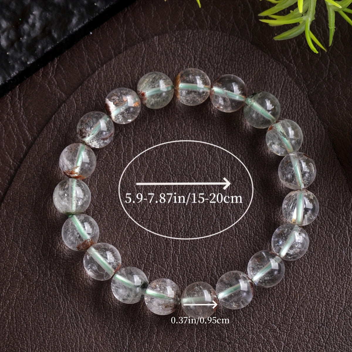 A Handmade Transparent Ice Quartz Natural Green Quartz Rutilated Bead Bracelet，Sweet and Elegant Agate Gemstone Jewelry，Suitable for Daily Wear and Perfect Gift for Men and Women