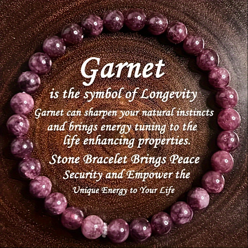 Garnet Gemstone Bracelet - 6mm Natural Stone Beads，Polishing，Symbolizing the Promotion of Positive Energy and Vitality，Suitable for Chakras Balance and Men's Spiritual Gift，Perfect for Party、Festivals and Christmas