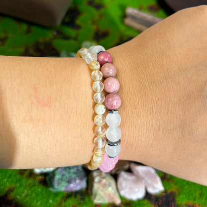 1Pieces/Rooted in Love Bracelet，Rose Quartz Strawberry Quartz Handmade Stretch Bracelet，Women's Daily Wear Symbolizes Sacred Love，Jewelry Gift for Inner Peace