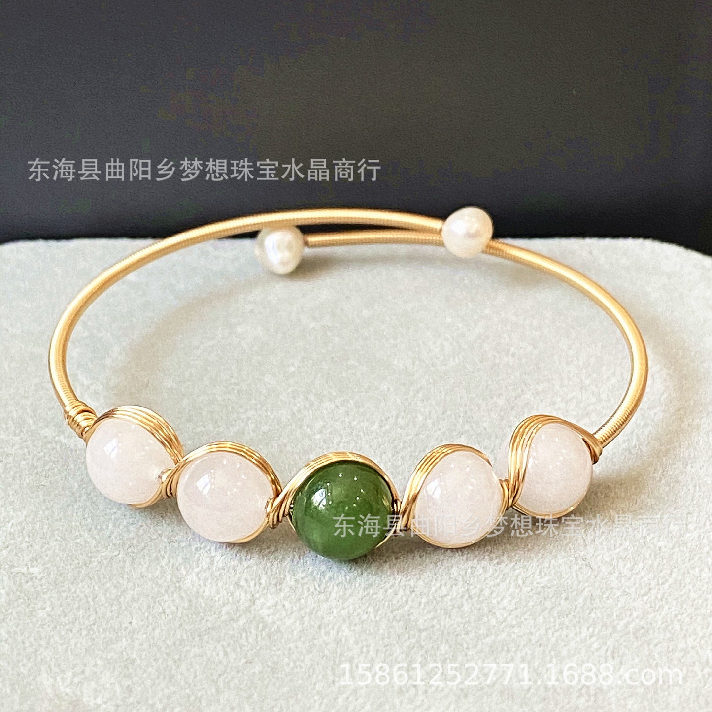 14k Gilded  Natural Hetian Jade Jinsi Jade Brace lace bracelet Hand Knitting DIY Bracelet Ornament Wholesale