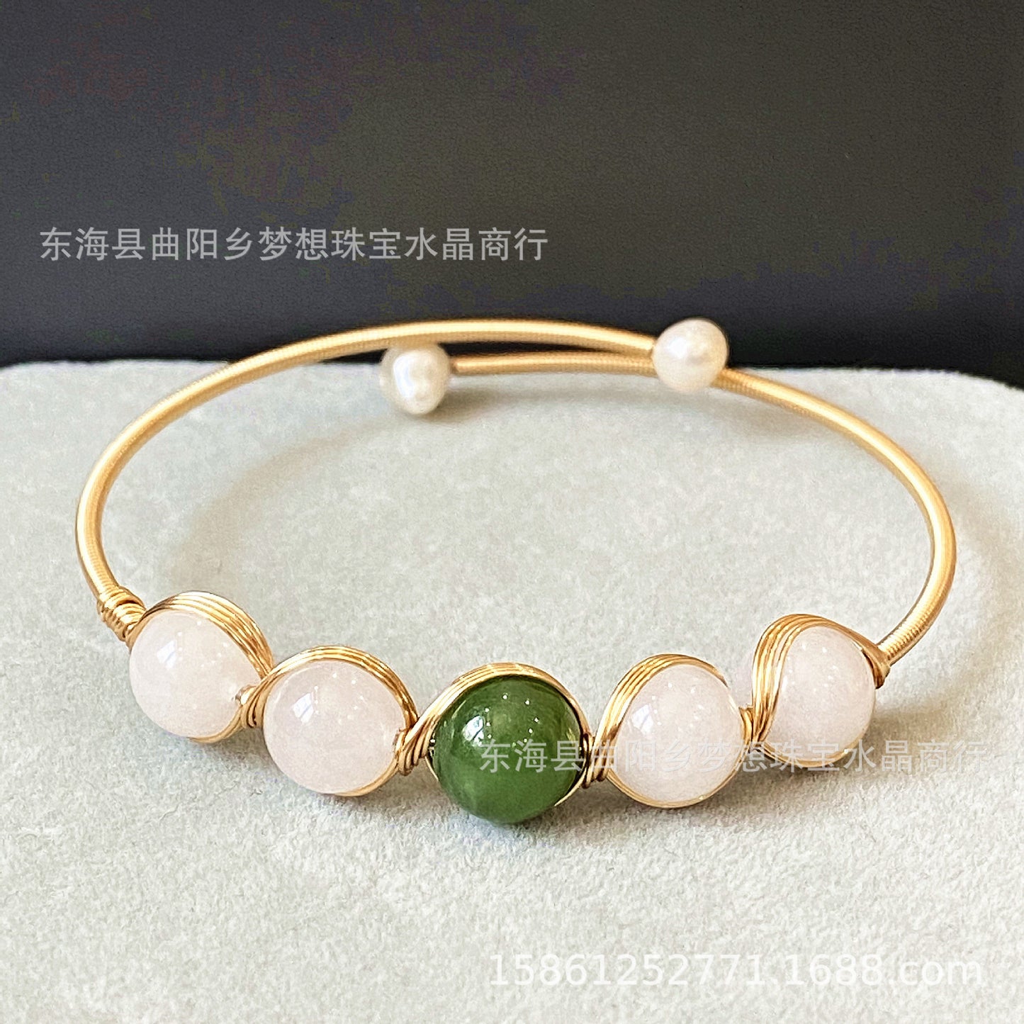 14k Gilded  Natural Hetian Jade Jinsi Jade Brace lace bracelet Hand Knitting DIY Bracelet Ornament Wholesale