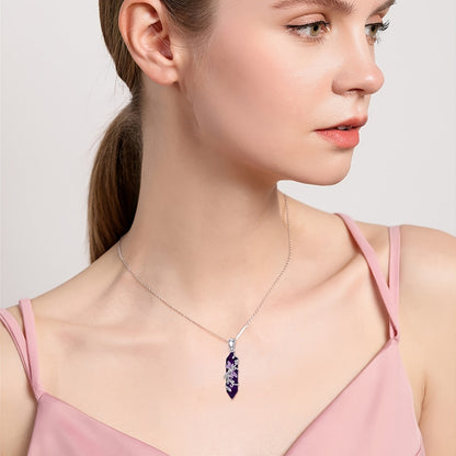 Natural Amethyst Dragonfly Women's Necklace925Sterling Silver Dragonfly Pendant，Gift with Real Amethyst Jewelry