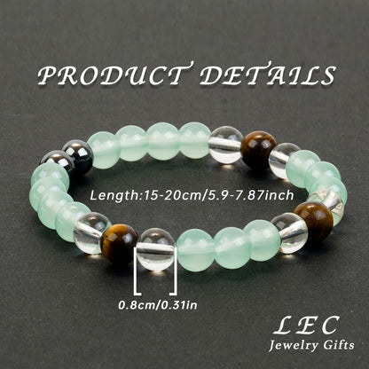 Handmade8mm aventurine Quartz Iron Ore Tigereye Crystal Bead Bracelet，Seven-Pulse Water Balance，Stress Relief in Family Medicine，Tranquility and Luck，Perfect Gift for Lovers