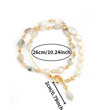 Elegant Double-Layer Pearl Gem Bracelet，High-End Luxury Design，Delicate White Jewelry