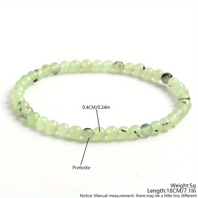 Natural Stone Prehnite Cylindrical Pattern Stone Beaded Bracelet Niche Design Vintage Accessories