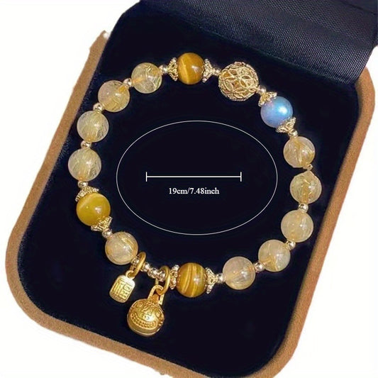 Elegant and Luxurious Moonlight Crystal Stone Bracelet，Titanium Yellow Hair Crystal Bracelet，Perfect Holiday Gift，Suitable for Beautiful Women，Christmas and Halloween Gifts，Christmas Decoration，Christmas Decoration