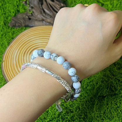 Confidence Bracelet：24Natural Stone Bracelet，Including8mm Map Stone and White Turquoise