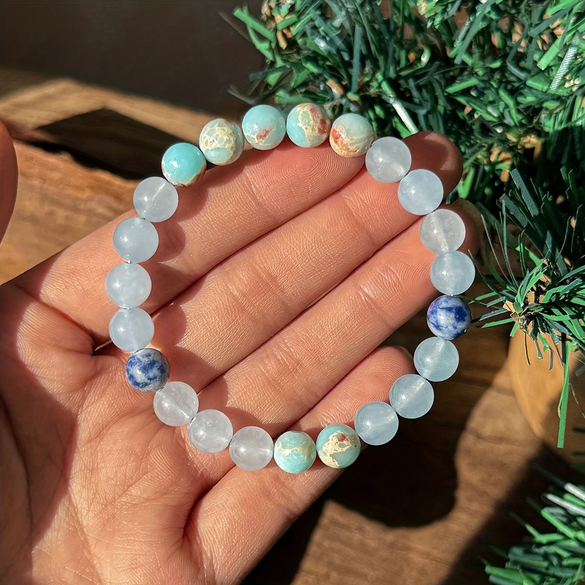 Amazon Stone and Lapis Lazuli Handmade Bead Bracelet - Good Luck and Fortune Crystal Jewelry Gift，Relieve Stress，Jewelry Gifts to Enhance the Confidence and Self-Esteem of Men and Women - Solid Form of Similar Drugs