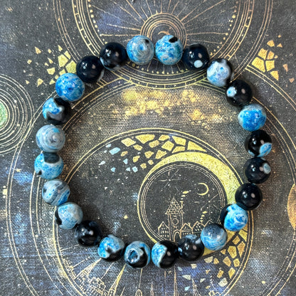 Elegant8mm Blue Fire Agate Bracelet - Natural Stone，Bring Relaxation and Clarity，Perfect Gift for Women