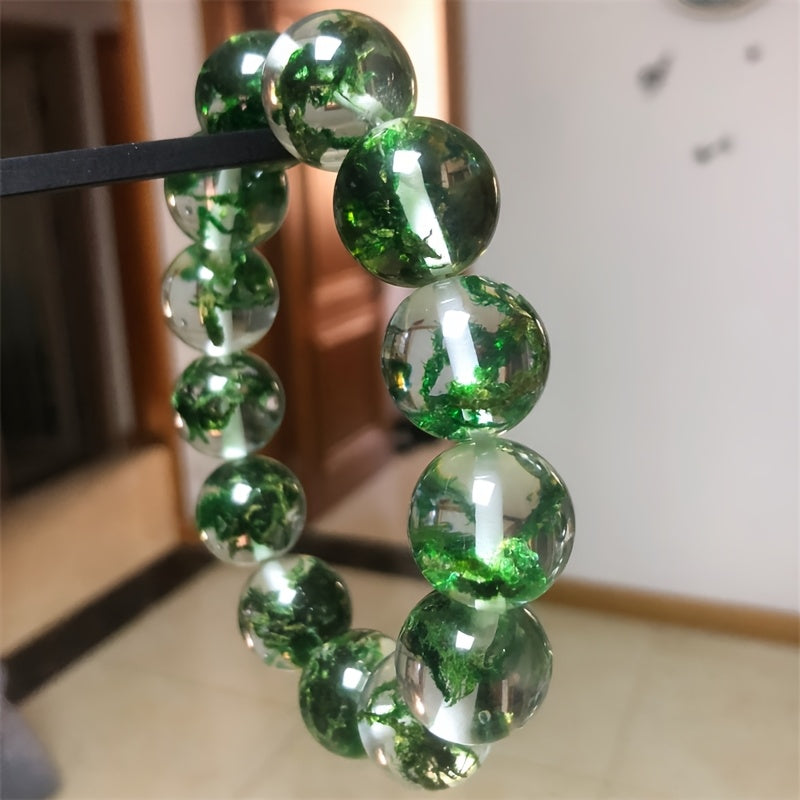 A Natural Green Ghost Fortune Bracelet，It Belongs to Lucky Aquatic Plants Series，A Bracelet with Beads，Relieve Anxiety，A Couple's Halloween Gift，A Collectible Souvenir。