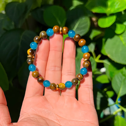 Fortune Tiger-Eye Bracelet - Natural Beads Wealth Symbol，Bring Abundance and Prosperity，Peace and Lucky Crystal Bracelet Jewelry Gift - Inject Prosperity Energy，Bring Peace and Good Luck - Shiny Imitation Crystal Jewelry - Perfect Gift for Relatives