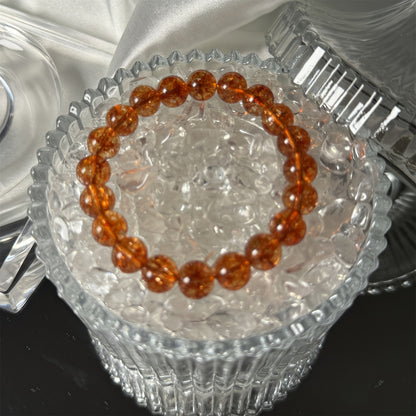 Golden Sun Bracelet，Natural Crystal Bracelet，Golden Strawberry Crystal，Flash，Orange Red Golden Sand，Golden Sunstone，Transport Bracelet