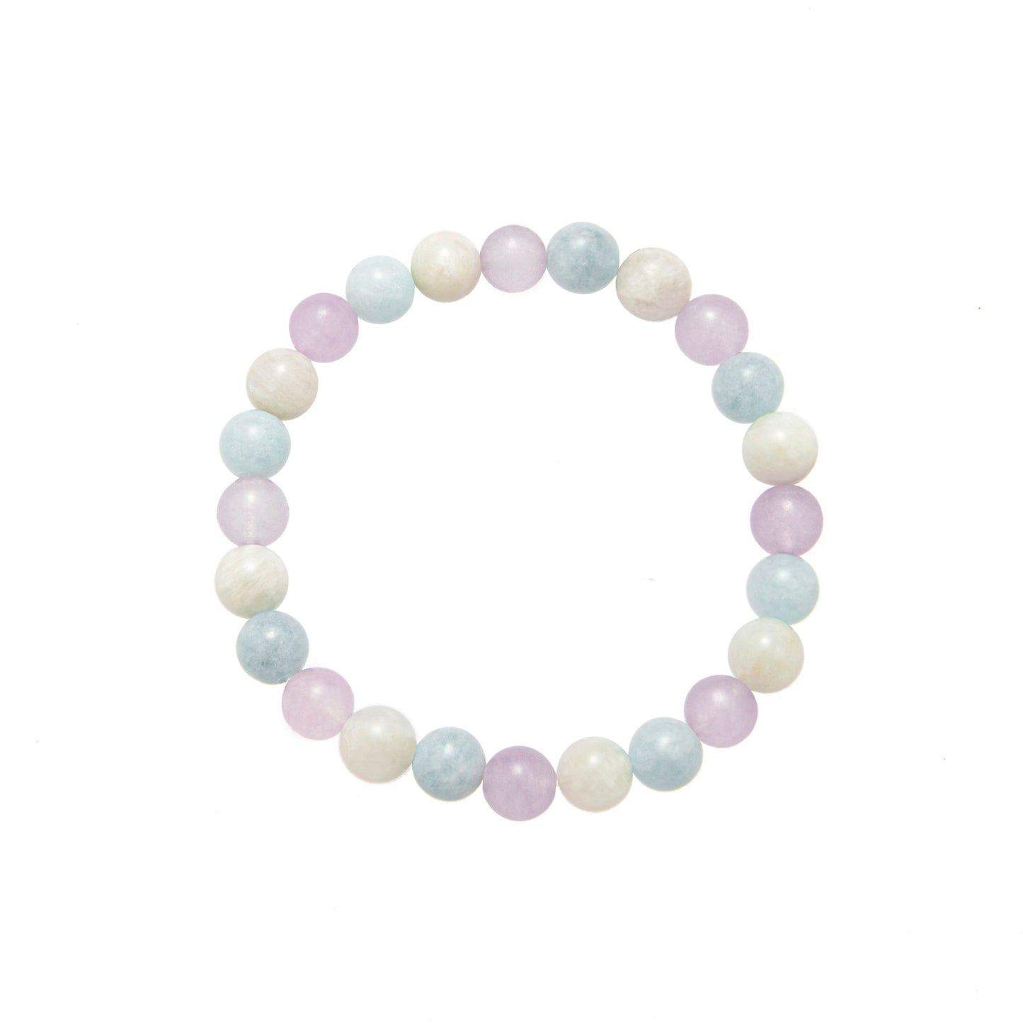 Bohemian Meditation Bracelet，With Crystal、Kunz Stone and Rainbow Moonstone - 8mm round Crystal Beads，Improved Clarity and Spiritual Awakening - Perfect Gift for Women