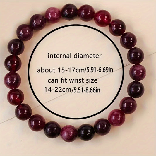 石榴石寶石手鍊 - 6mm 天然石珠，拋光，象徵提升正能量和活力，適合脈輪平衡和男士精神禮物，非常適合派對、節日和聖誕節