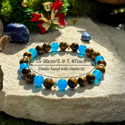 Tigereye with Natural Stone Bracelet，Symbolic Wealth、Abundance and Prosperity - Fashion Elastic Stretch Beads Bracelet - Unisex Jewelry Gift