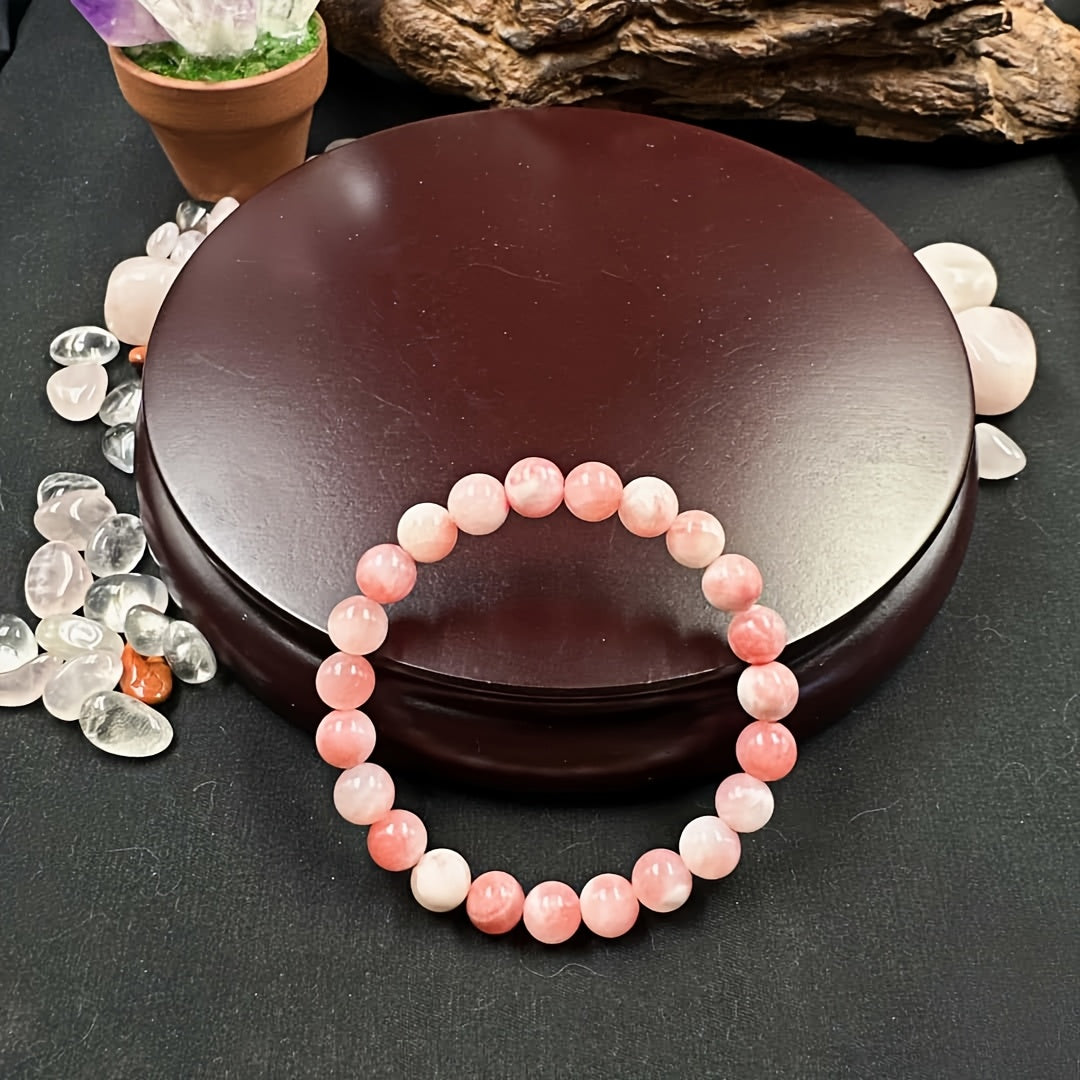 1Elegant and Lovely Zipper Bead Bracelet，Rose Stone，Perfect Gift for Girlfriend，Suitable for Daily Wear and Parties，Valentine's Day All-Season Accessories