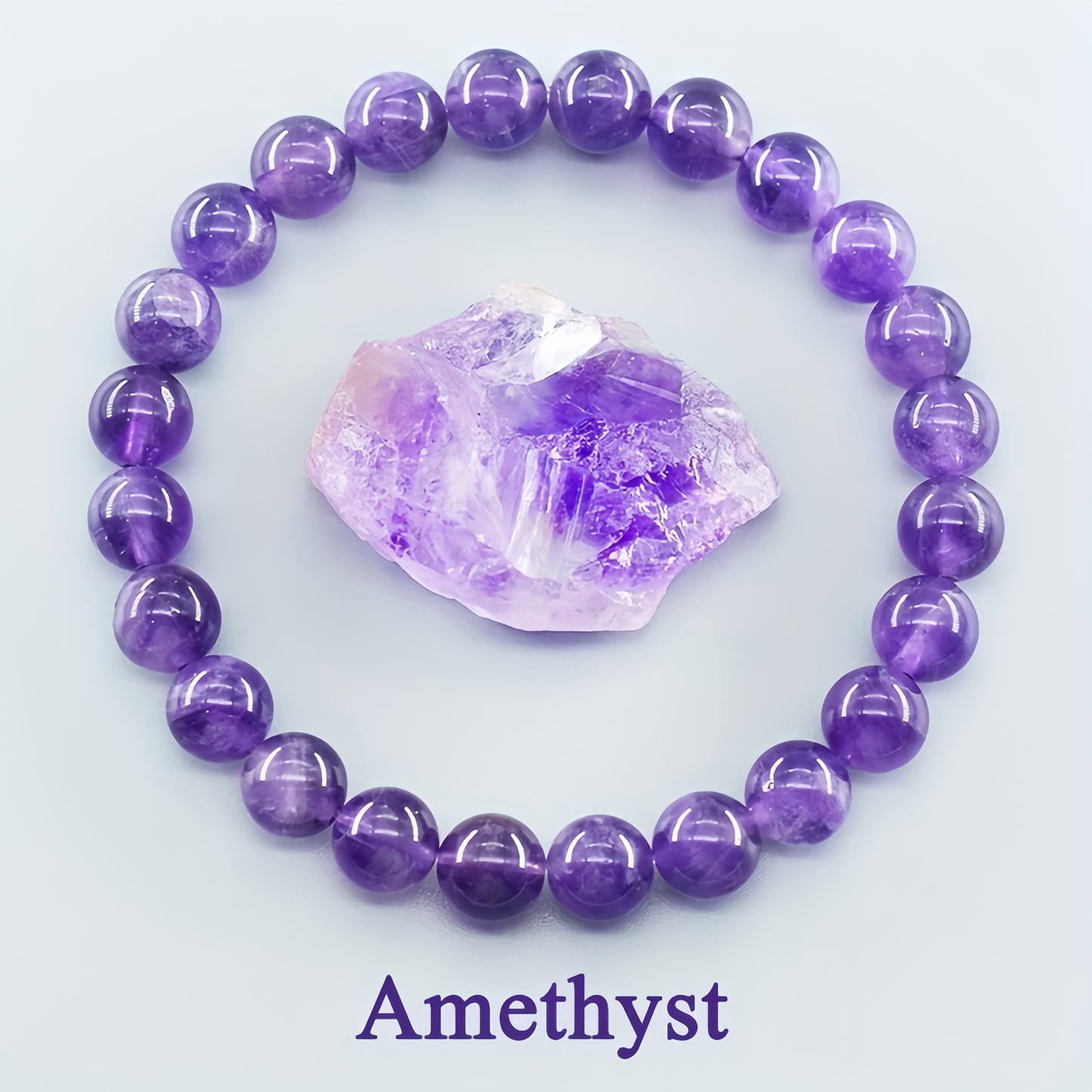 1Elegant Luxury Natural Amethyst Crystal Elastic Bracelet，Unisex Elastic Bracelet，Suitable for Daily and Sports Wear，Four Seasons Campus Accessories，Unique Personality Gift，Valentine's Day Surprise