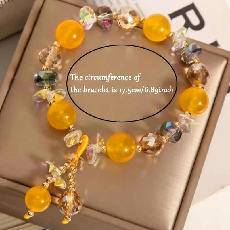 1 Natural Stone Citrine Bracelet for Women，Light and Fresh，Suitable for Girlfriend，Gift for mother