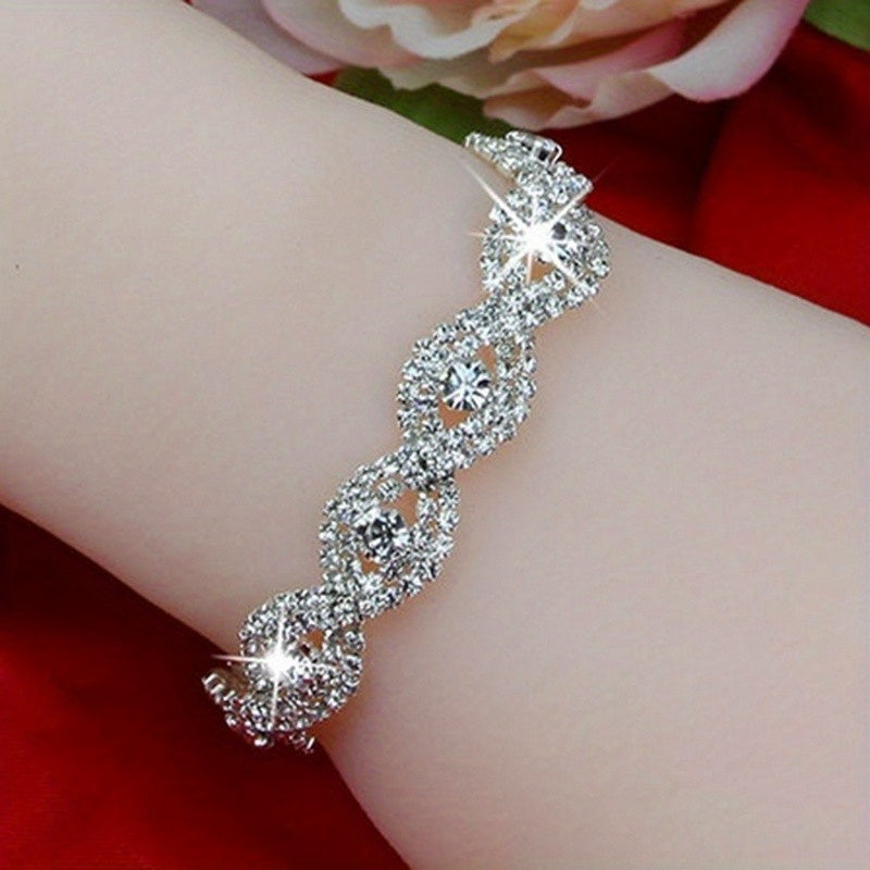 Crystal Diamond Bracelet for Women Shiny Chain Bangle Tennis Bracelet Christmas New Year Gift