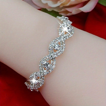 Crystal Diamond Bracelet for Women Shiny Chain Bangle Tennis Bracelet Christmas New Year Gift