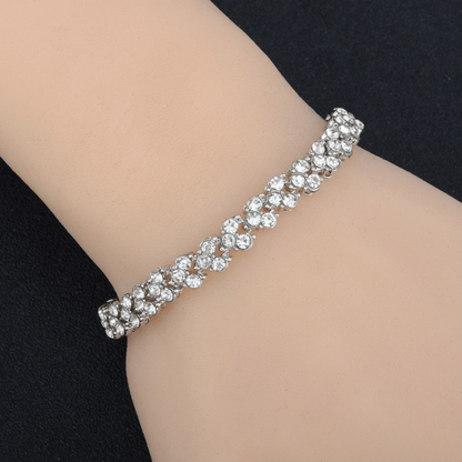 1 Elegant Women's Rose Gold Crystal Bracelet - Sparkling Zirconia Diamond，Luxury Alloy Fashion Jewelry，With Safety Buckle，Suitable for Any Occasion，Elegant Jewelry|Exquisite Charm|Safety Buckle Closed