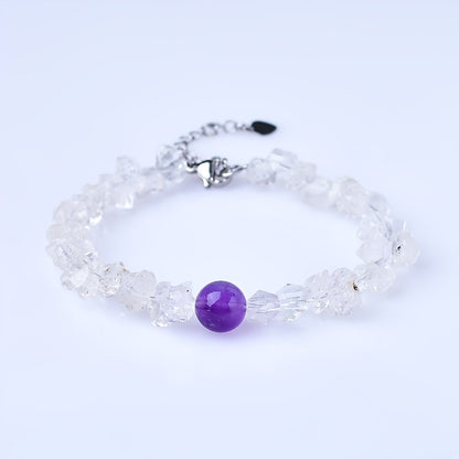 Natural Shining Diamond Bracelet，Amethyst Rock Bracelet，Fashion Women's Bracelet，Crystal gift，Christmas Gift。Ultraviolet Lamp Exposure Shows Blue Light