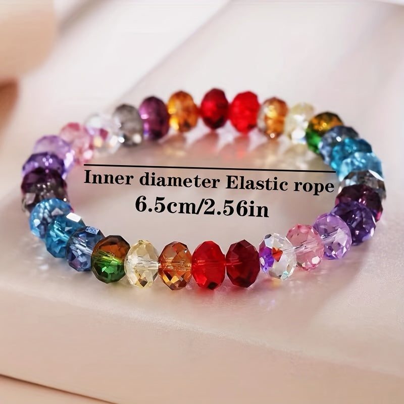 Colorful Natural Crystal Elastic String Bracelet，Simple Fashion Sweet Style Women's Daily Wear and Holiday Gifts