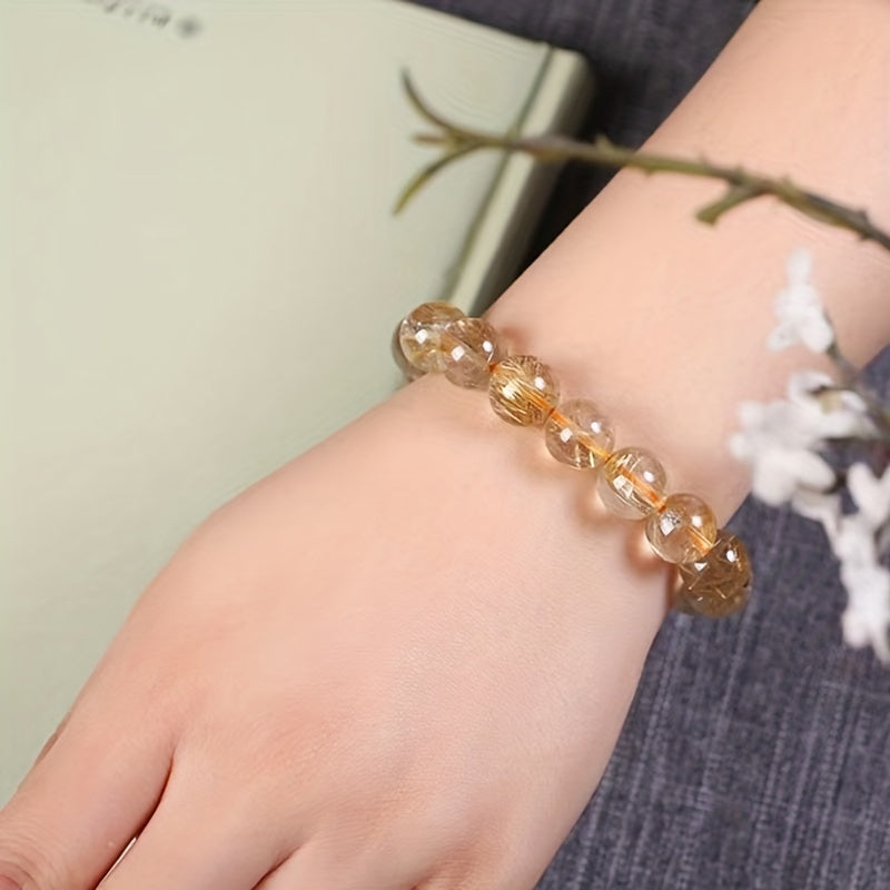 1 Pieces，Luxury Natural Gold Crystal Bracelet - Perfect Mother's Day、Festival、Birthday and Party Gifts