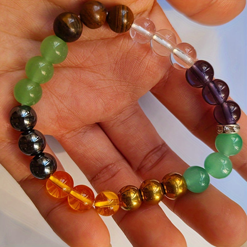 1 Delicate Natural Stone Beads Colored Stone Bracelet - Unique Handmade Women Jewelry Gift，Suitable for Anniversary、Birthday Or Mother's Day - Adjustable Length，Durable and Comfortable to Wear