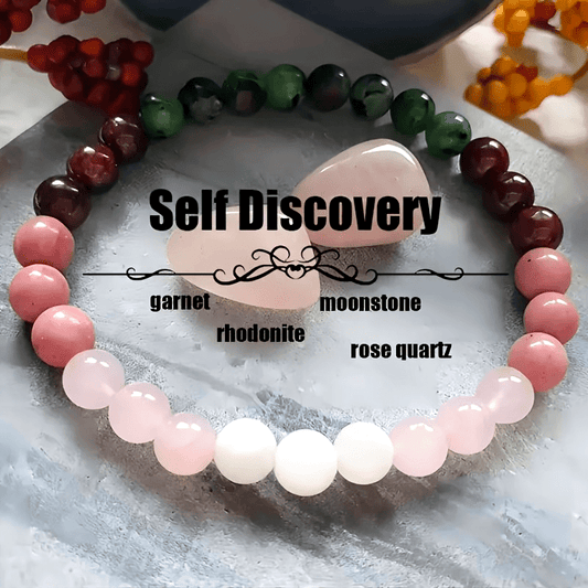 Self Bracelet Garnet Moonstone Rhodonite Rose Quartz Stone Bracelet Multicolor Gem Ornament