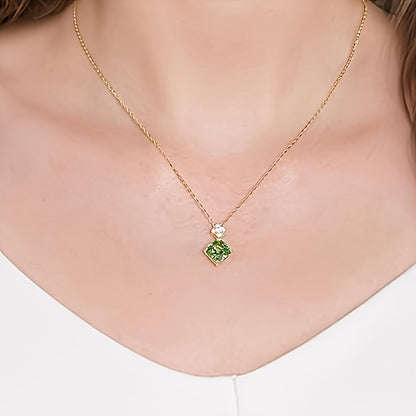 Women's Birthday Stone Necklace 14K Gold-Plated Lucky Four-Leaf Clover Pendant Necklace，Zirconia 925 Sterling Silver Necklace，Fashion Wedding Party Jewelry，Can Be Used as Thanksgiving Christmas Gifts for Wife and Mom