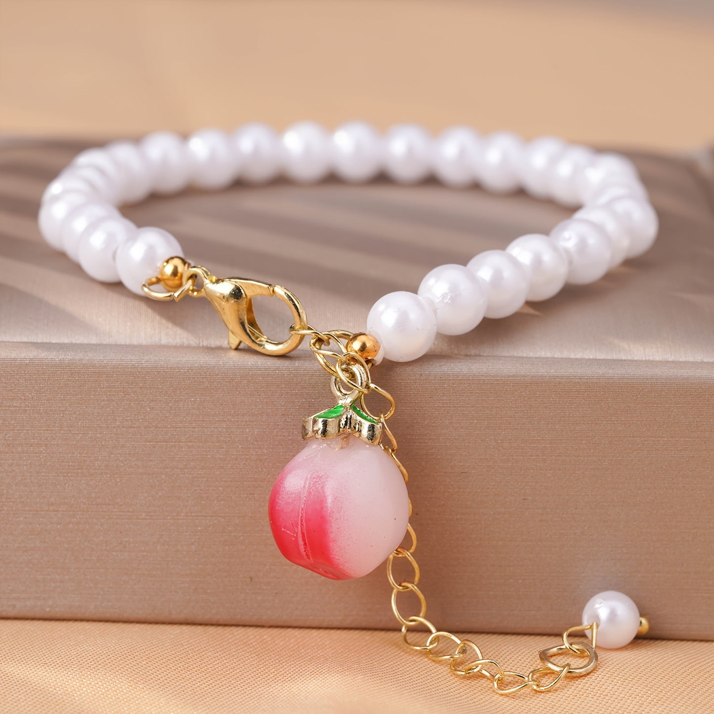 Elegant White Imitation Pearl with Alloy Pendant Bracelet - Women's Fashion Accessories