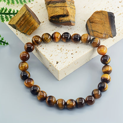 1/8One Men's Classic Casual Tiger Eye Gem Bracelet - Natural Stone，Durable and Stylish - Suitable for Everyday Wear - Suitable for Men and Women - Suitable for Valentine's Day，Birthday Or Any Special Occasion Gift。