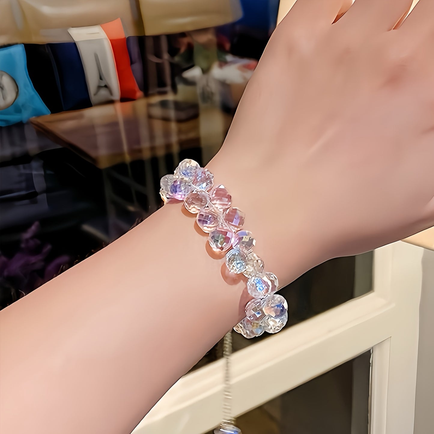 Mysterious Double-Layer Transparent Crystal Beads Bracelet，Double Transparent Color Crystal Beads Bracelet，Bohemian Bracelet，Women's Gift