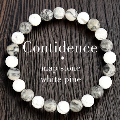 Confidence Bracelet：Adopt8Bracelet Made of MM Map Stone and White-Barked Pine，Perfect Fit11Moon's Birth Stone and Year-round Wear - Suitable for Teachers、Graduates and Friends