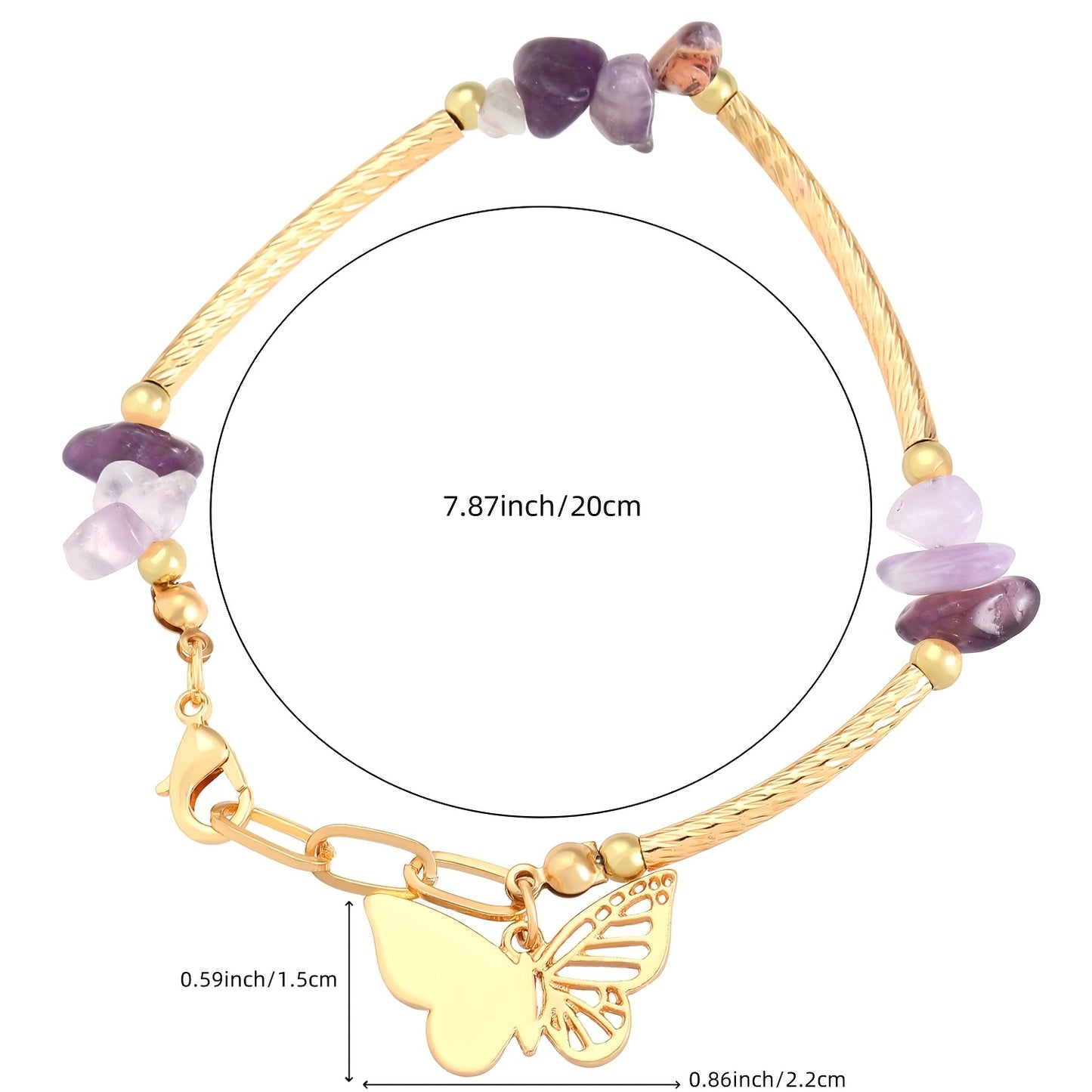 Double-Layer Natural Stone Color Crystal Bracelet，Women's Irregular Imitation Pearl Bracelet，Fine Jewelry Gift。