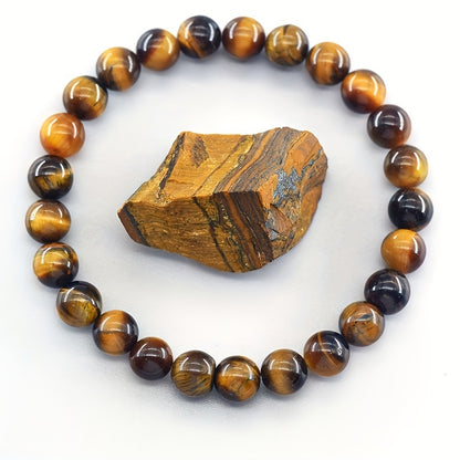 1/8One Men's Classic Casual Tiger Eye Gem Bracelet - Natural Stone，Durable and Stylish - Suitable for Everyday Wear - Suitable for Men and Women - Suitable for Valentine's Day，Birthday Or Any Special Occasion Gift。