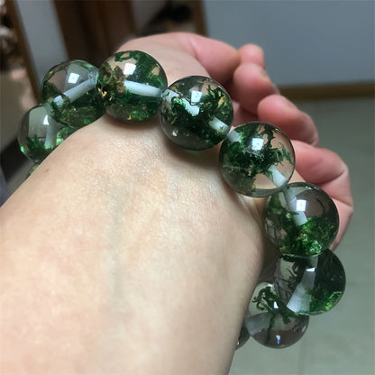 A Natural Green Ghost Fortune Bracelet，It Belongs to Lucky Aquatic Plants Series，A Bracelet with Beads，Relieve Anxiety，A Couple's Halloween Gift，A Collectible Souvenir。