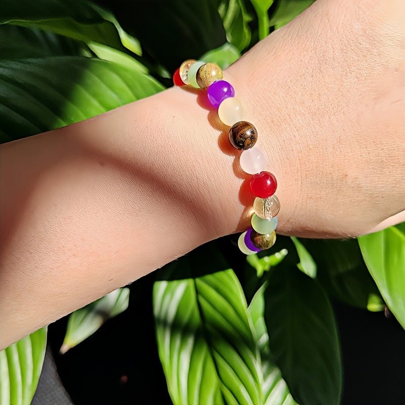 8mm Colorful Natural Stone Bracelet - Retro Bohemian Style，Moonstone、Citrine and Tigereye - Suitable for Daily Dress-up and Gifts，Best Choice for Christmas