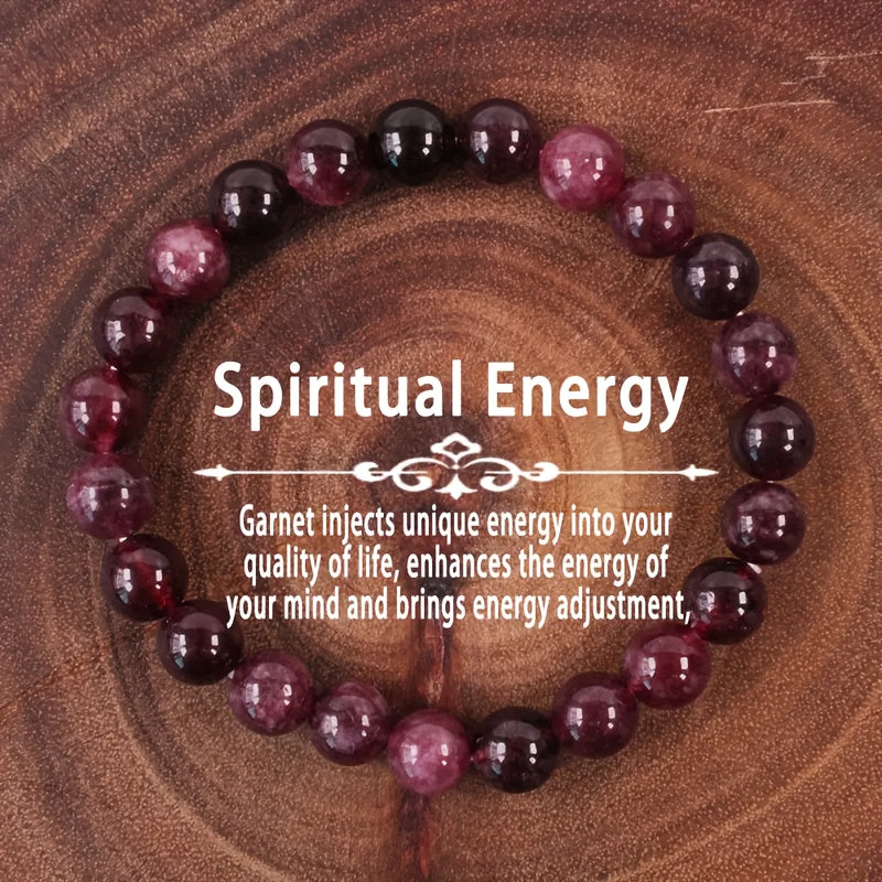 Handmade Women's Garnet Energy Bracelet - Elegant Natural Stone，Promote Mental Balance and Adjustment，Perfect for Parties and Festivals，Four Seasons Multifunctional Accessories