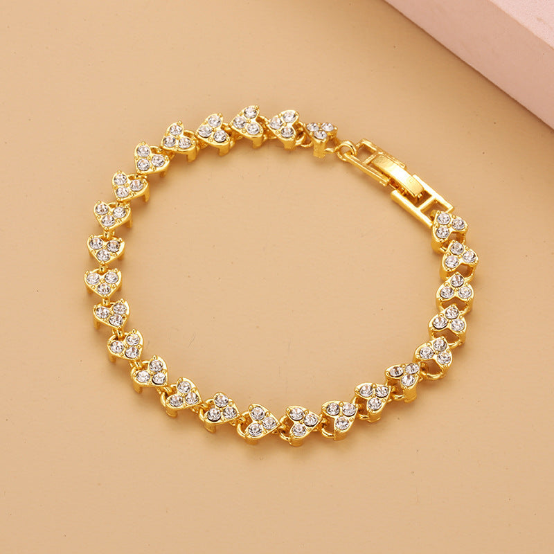 1 Elegant Women's Rose Gold Crystal Bracelet - Sparkling Zirconia Diamond，Luxury Alloy Fashion Jewelry，With Safety Buckle，Suitable for Any Occasion，Elegant Jewelry|Exquisite Charm|Safety Buckle Closed